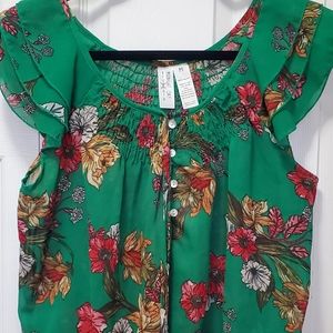 Green floral Blouse